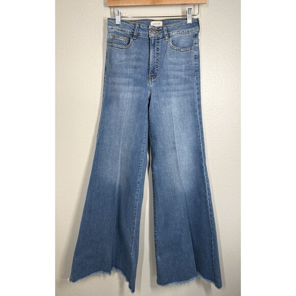 UNIQ BY LITZ High Rise Super Flare Bell Bottom Jeans Womens Size 27/5 Stretch - Picture 1 of 13